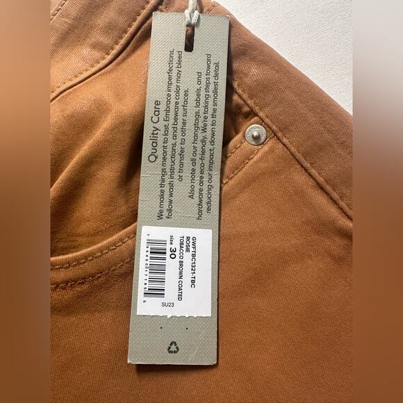 NWT Hudson Rosie High-Rise Wide Leg Ankle Jean Coated Denim Tobacco Brown Sze 30 - Picture 4 of 8